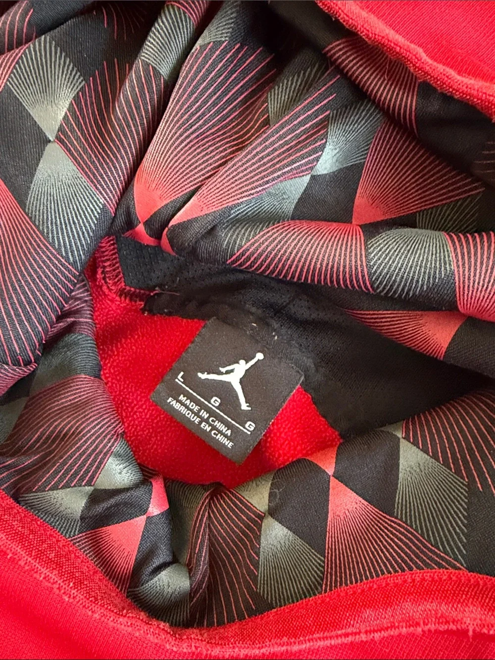 Mens Jordan Red Pullover Hoodie with Black Logo